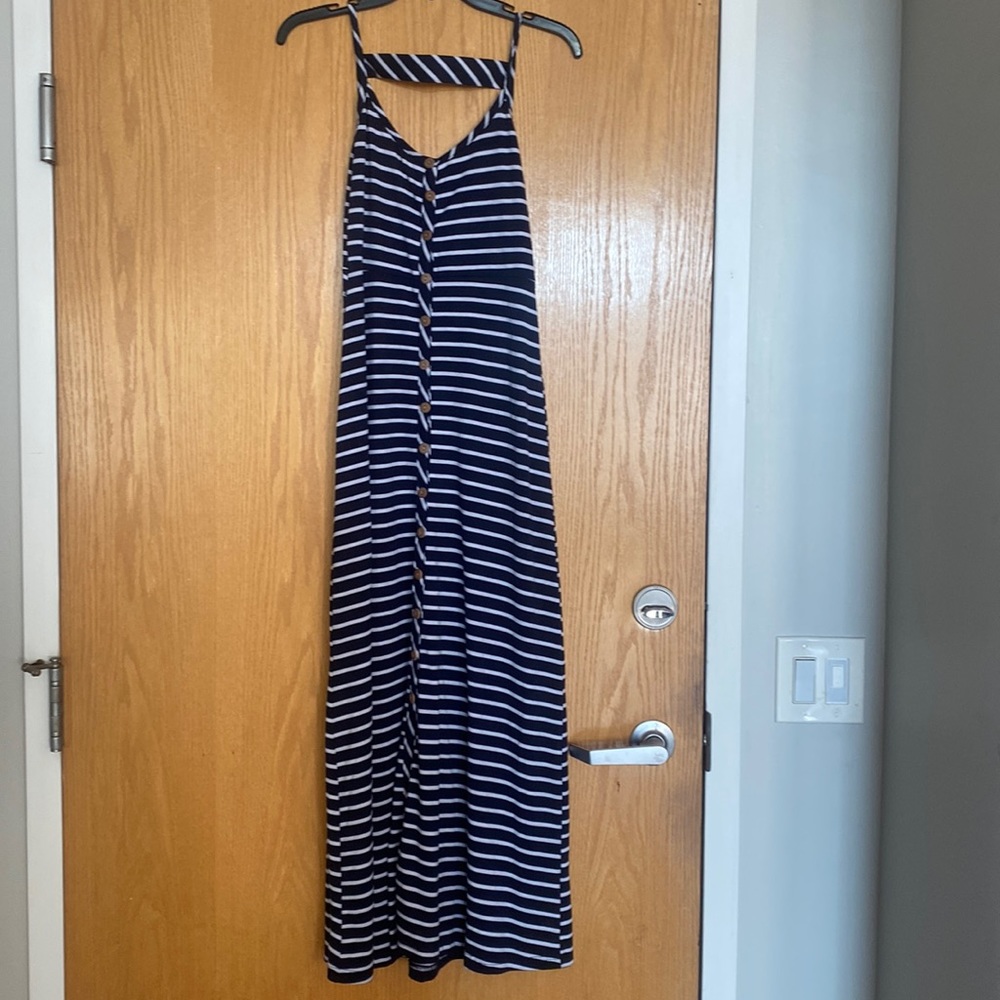 NWOT Navy/white button down dress (S)